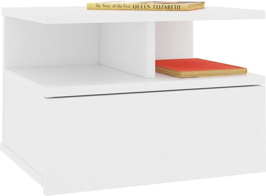 FIONERA Nachtkastje zwevend 40x31x27 cm bewerkt hout wit