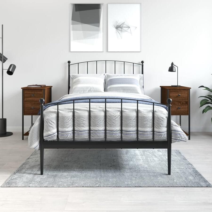 VidaXL Nachtkastjes Bruin Eiken Set van 2 Nachtkastje Kast Slaapkamermeubels Houten Meubel Bruine Eiken Kleur