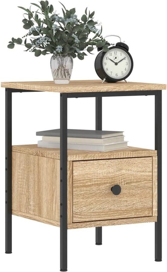 FIONERA Nachtkastje 34x36x50 cm bewerkt hout sonoma eikenkleurig