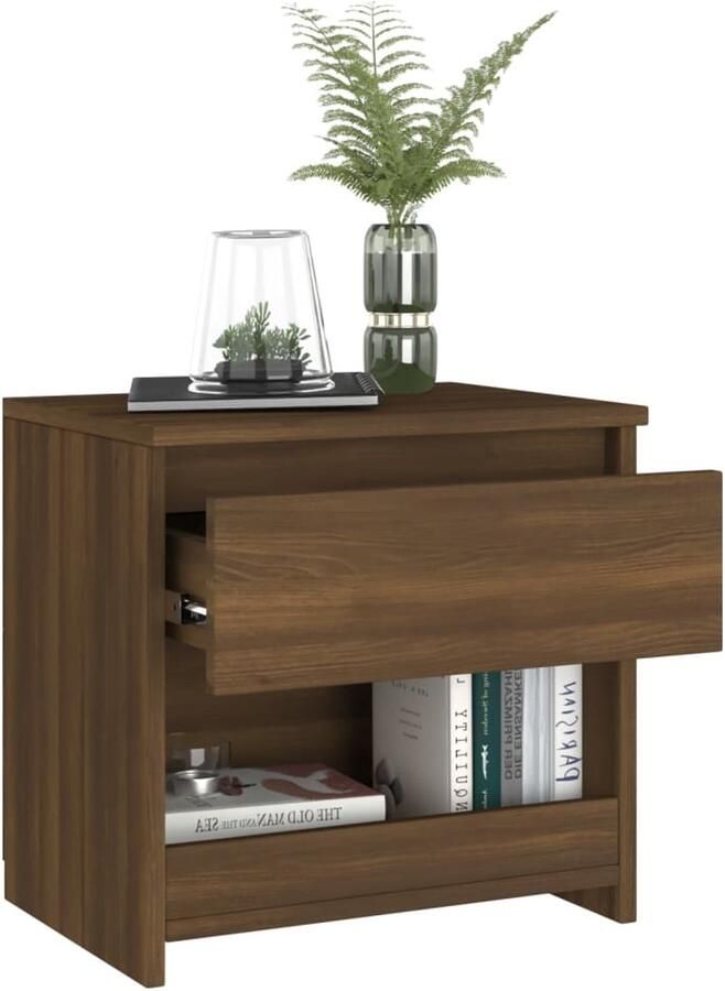 FIONERA Nachtkastje 40x30x39 cm bewerkt hout bruin eikenkleur