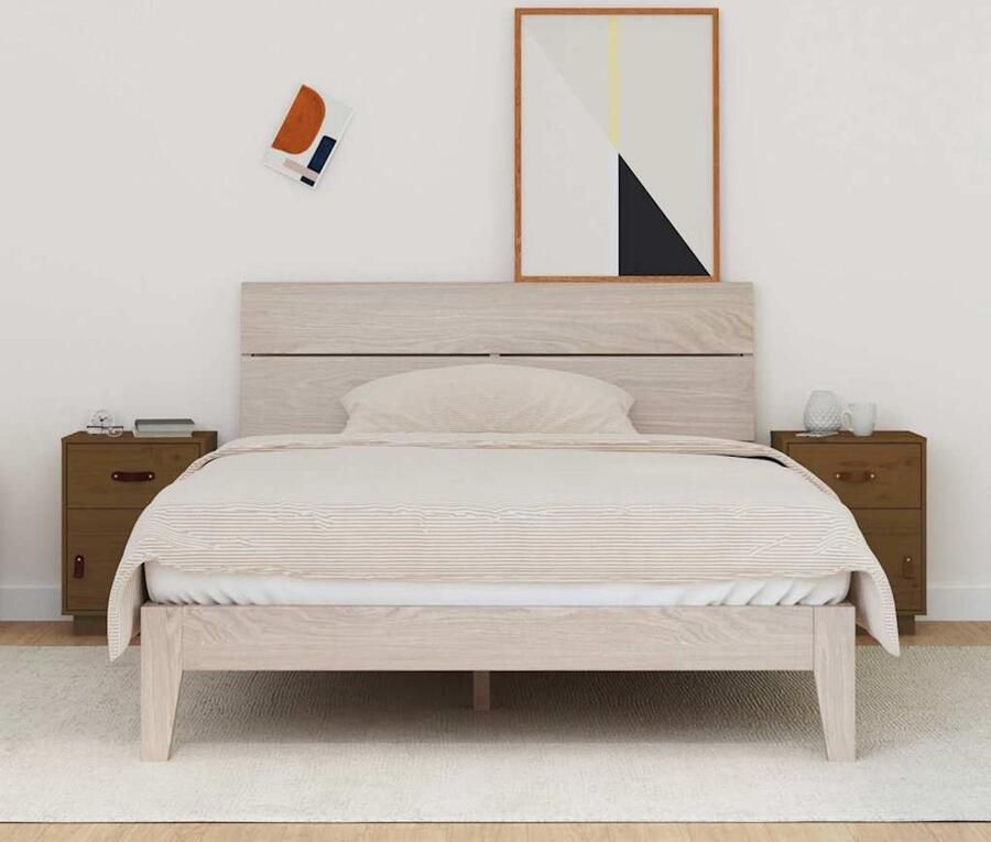 VidaXL Nachtkastjes 2 stuks Massief Grenenhout Honingbruin Nachtkastjes Kastjes Meubels Slaapkamermeubelen Hout