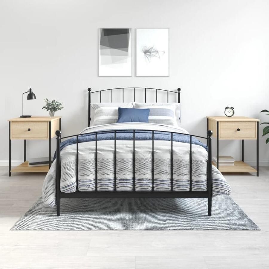 VidaXL Nachtkastjes 2 stuks Sonoma eikenkleurig Nachtkastjes Kast Slaapkamermeubels Houten Meubels Bruine Meubels