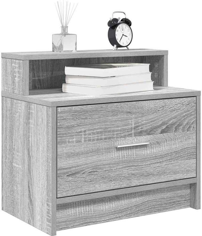 VidaXL Nachtkastjes 2 stuks Grijs Sonoma Eiken Wandgemonteerde Nachtkastje Wandgemonteerde Nachtkastjes Nachtkastje Nachtkastjes