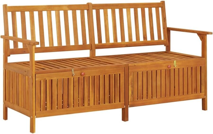 FIONERA Opbergbankje met kussen 148 cm massief acaciahout