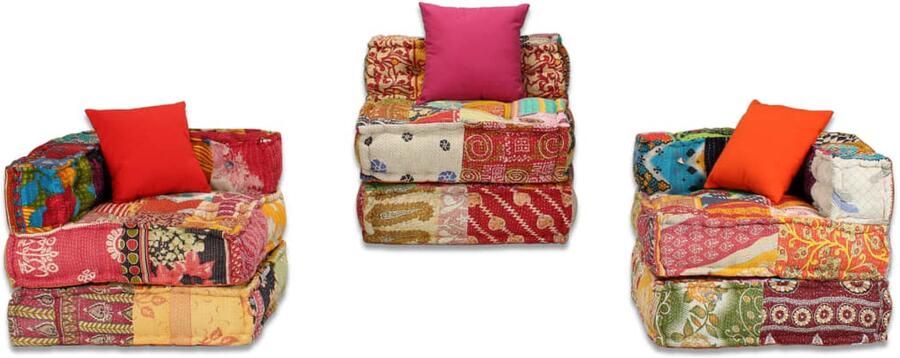 FIONERA Poef driezits modulair stof patchwork