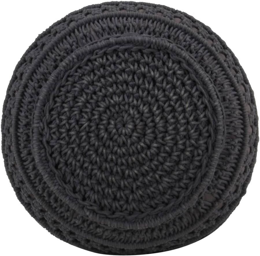 FIONERA Poef macramé handgemaakt 45x30 cm katoen antraciet