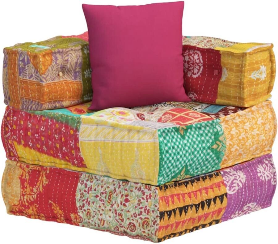 FIONERA Poef modulair met kussen patchwork stof