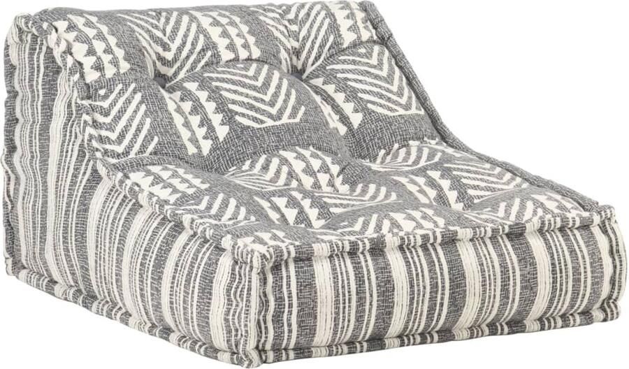 FIONERA Poef modulair stof gestreept grijs