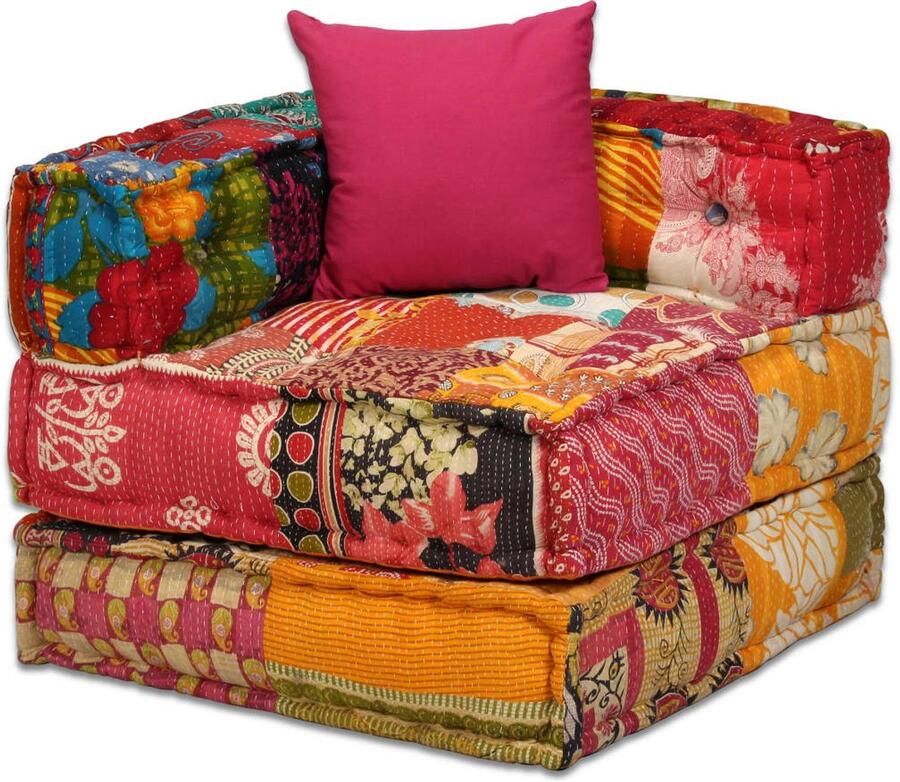 FIONERA Poef vierzits modulair stof patchwork