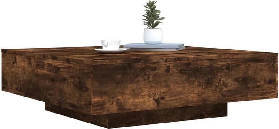 FIONERA Salontafel 100x100x31 cm bewerkt hout gerookt eikenkleurig