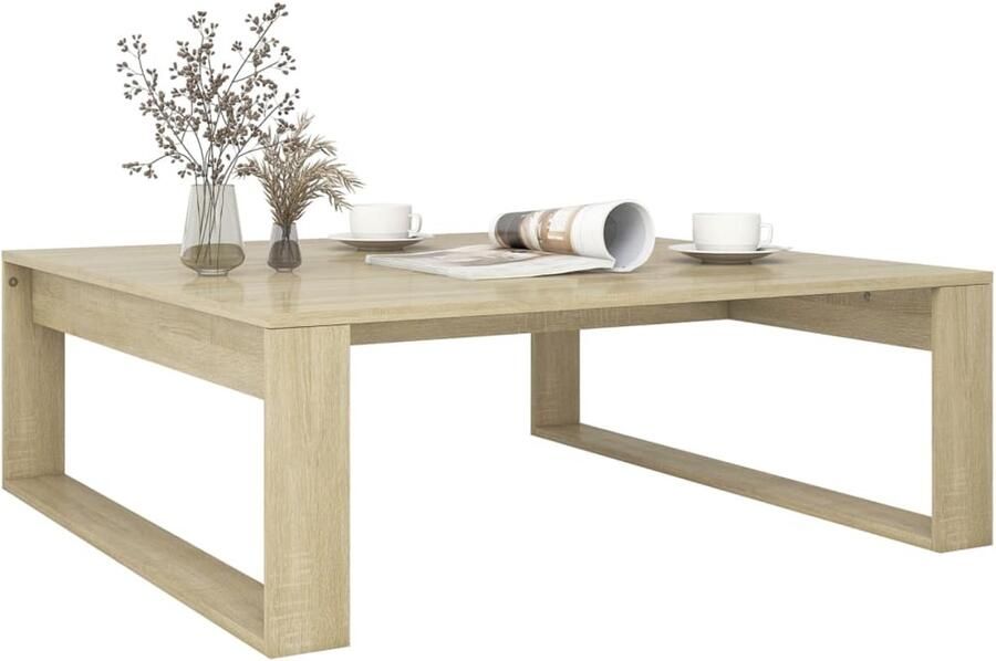 FIONERA Salontafel 100x100x35 cm bewerkt hout sonoma eikenkleurig