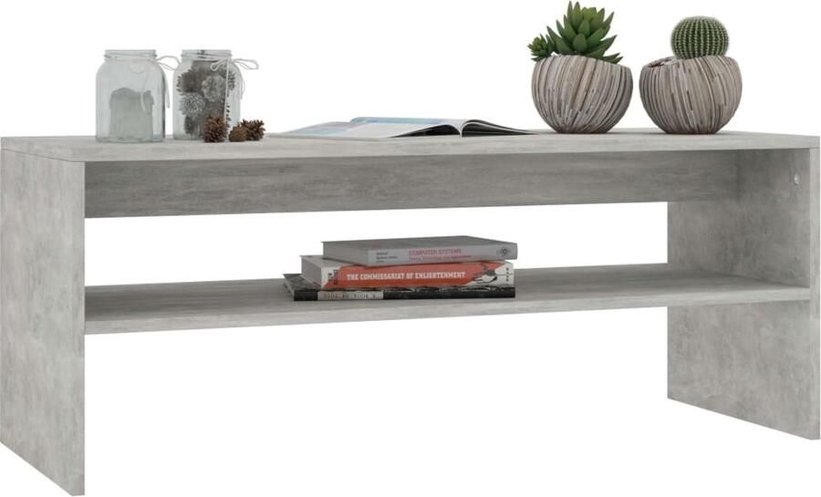 FIONERA Salontafel 100x40x40 cm bewerkt hout betongrijs