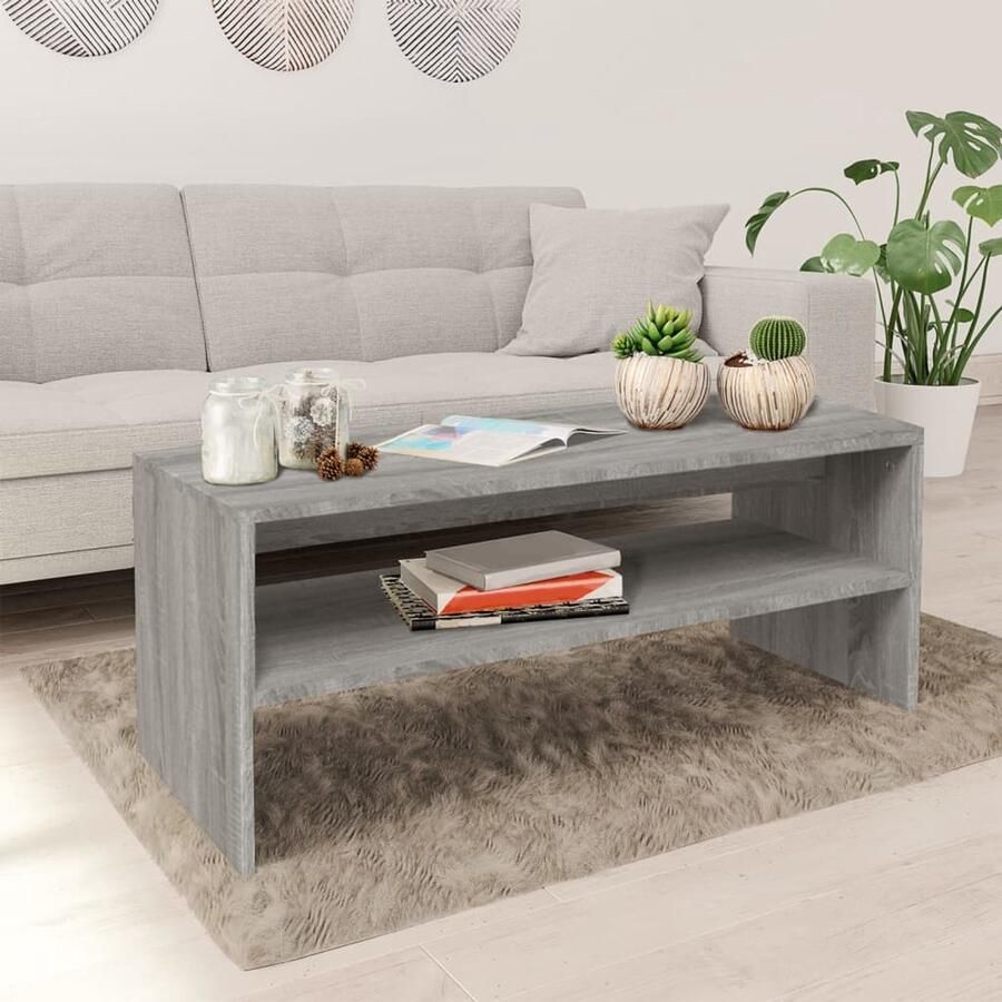 FIONERA Salontafel 100x40x40 cm bewerkt hout grijs sonoma eikenkleurig