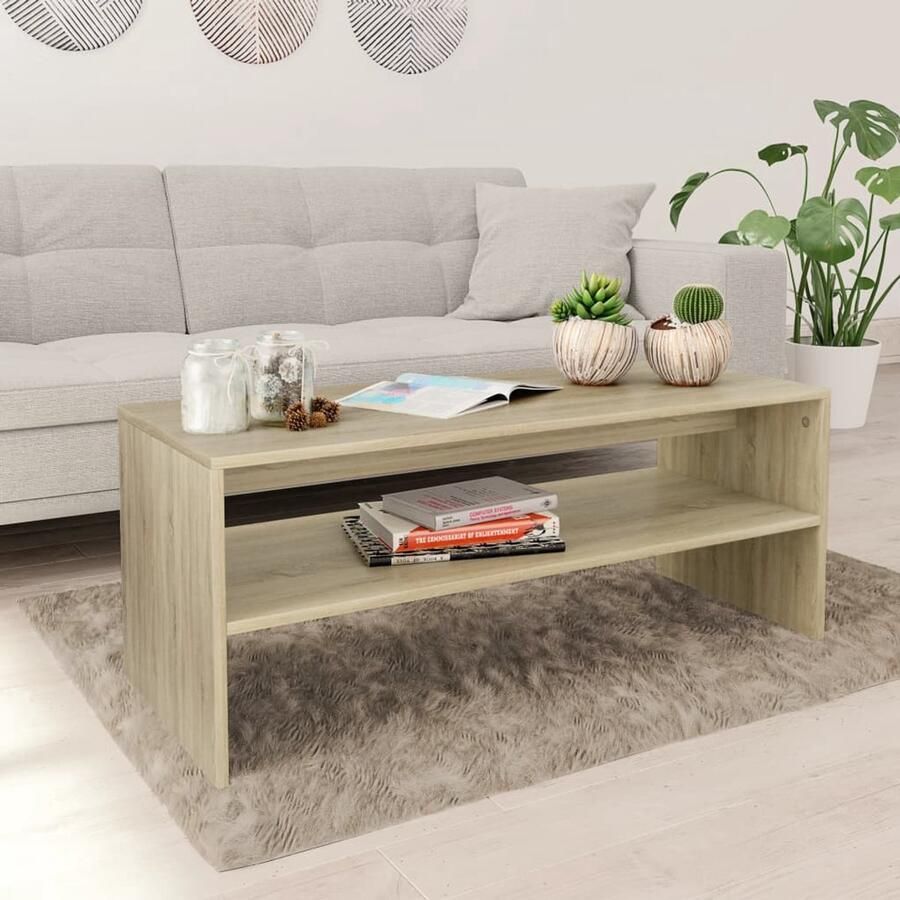 FIONERA Salontafel 100x40x40 cm bewerkt hout sonoma eikenkleurig
