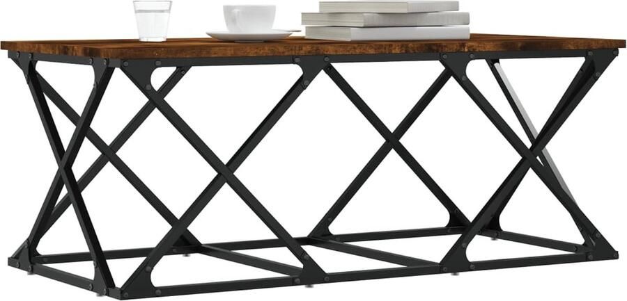 FIONERA Salontafel 100x49x40 cm bewerkt hout gerookt eikenkleurig