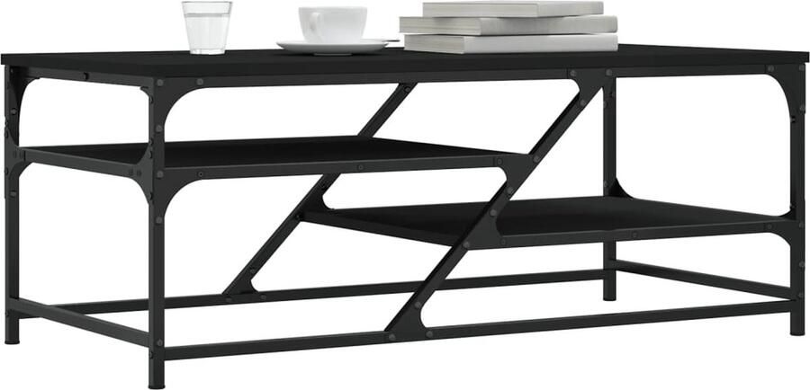 FIONERA Salontafel 100x49x40 cm bewerkt hout zwart