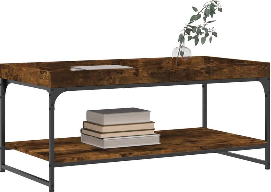 FIONERA Salontafel 100x49x45 cm bewerkt hout gerookt eikenkleurig