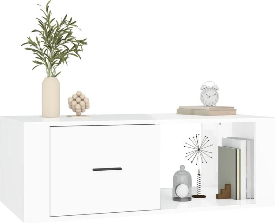 FIONERA Salontafel 100x50 5x35 cm bewerkt hout hoogglans wit