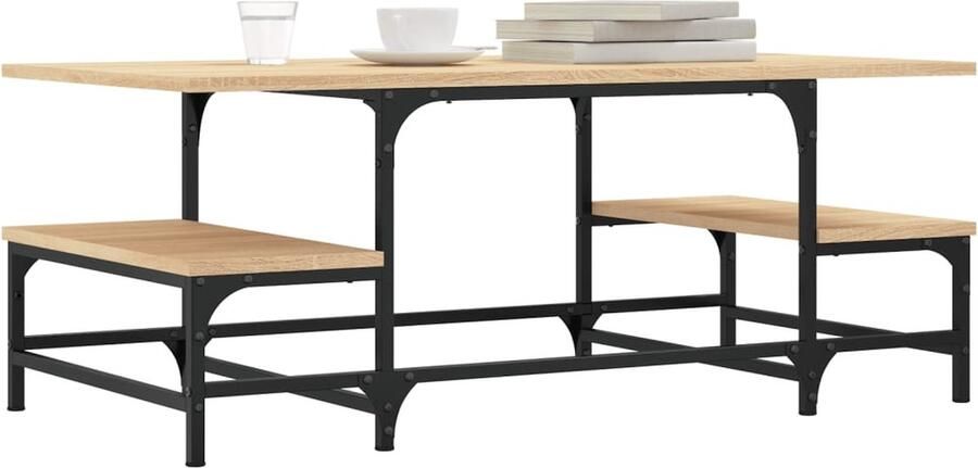 FIONERA Salontafel 100x50 5x40 cm bewerkt hout sonoma eikenkleurig