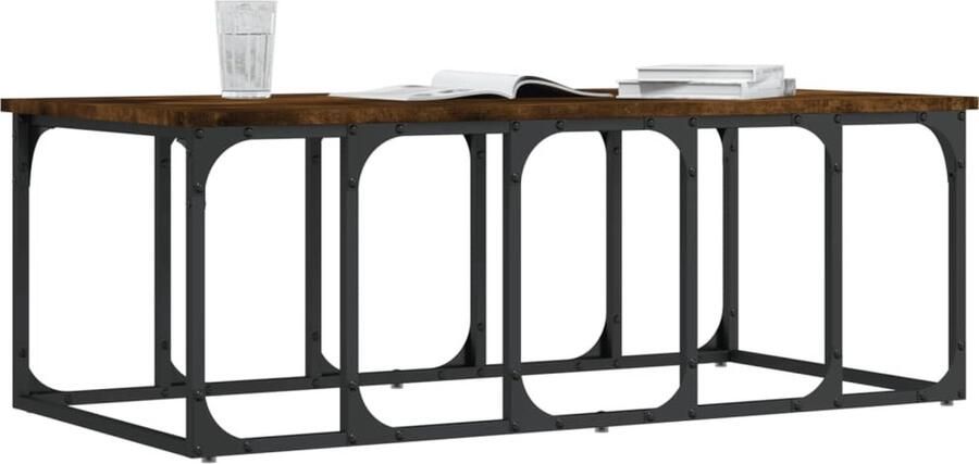 FIONERA Salontafel 100x50x35 5 cm bewerkt hout gerookt eikenkleurig