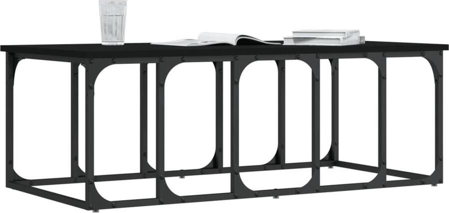 FIONERA Salontafel 100x50x35 5 cm bewerkt hout zwart