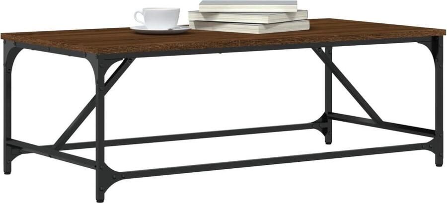 FIONERA Salontafel 100x50x35 cm bewerkt hout bruin eikenkleur