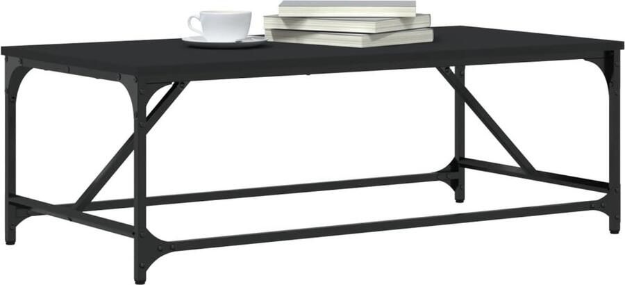 FIONERA Salontafel 100x50x35 cm bewerkt hout zwart