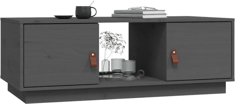 FIONERA Salontafel 100x50x35 cm massief grenenhout grijs