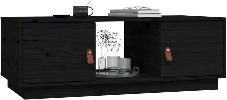 FIONERA Salontafel 100x50x35 cm massief grenenhout zwart