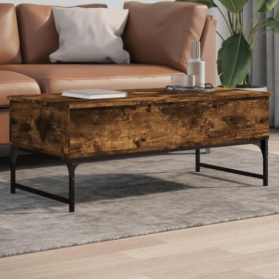 FIONERA Salontafel 100x50x40 cm bewerkt hout en metaal gerookt eiken