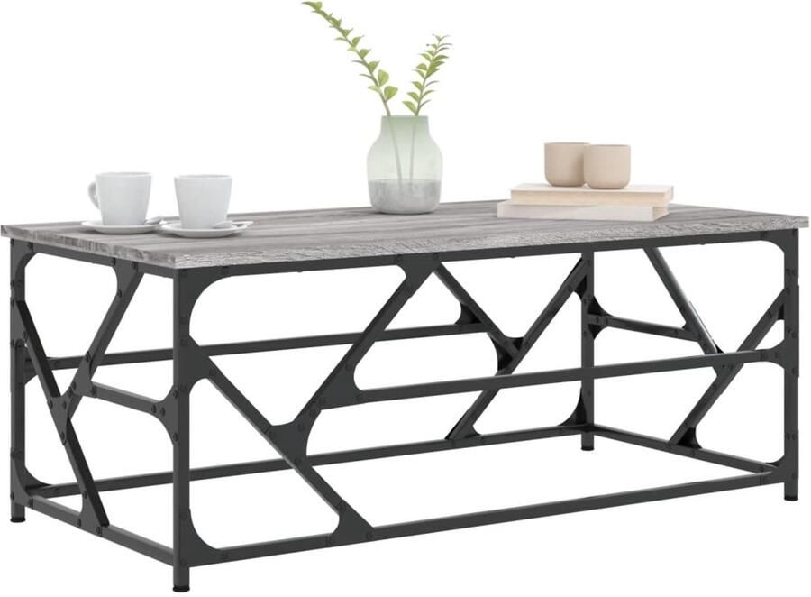 FIONERA Salontafel 100x50x40 cm bewerkt hout grijs sonoma eikenkleurig