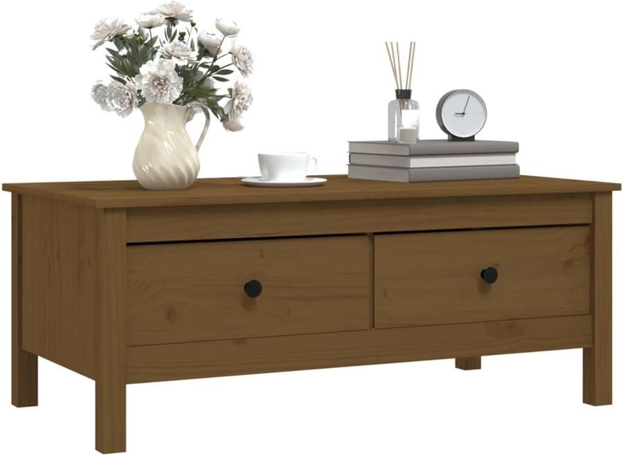 FIONERA Salontafel 100x50x40 cm massief grenenhout honingbruin