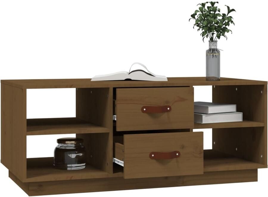 FIONERA Salontafel 100x50x41 cm massief grenenhout honingbruin