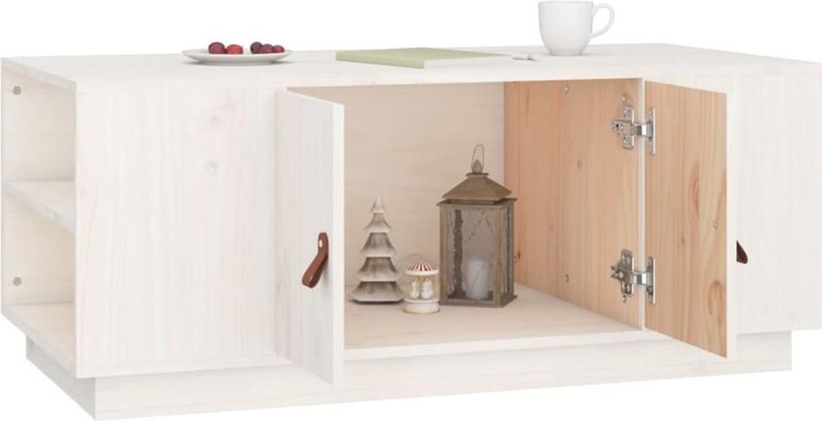 FIONERA Salontafel 100x50x41 cm massief grenenhout wit