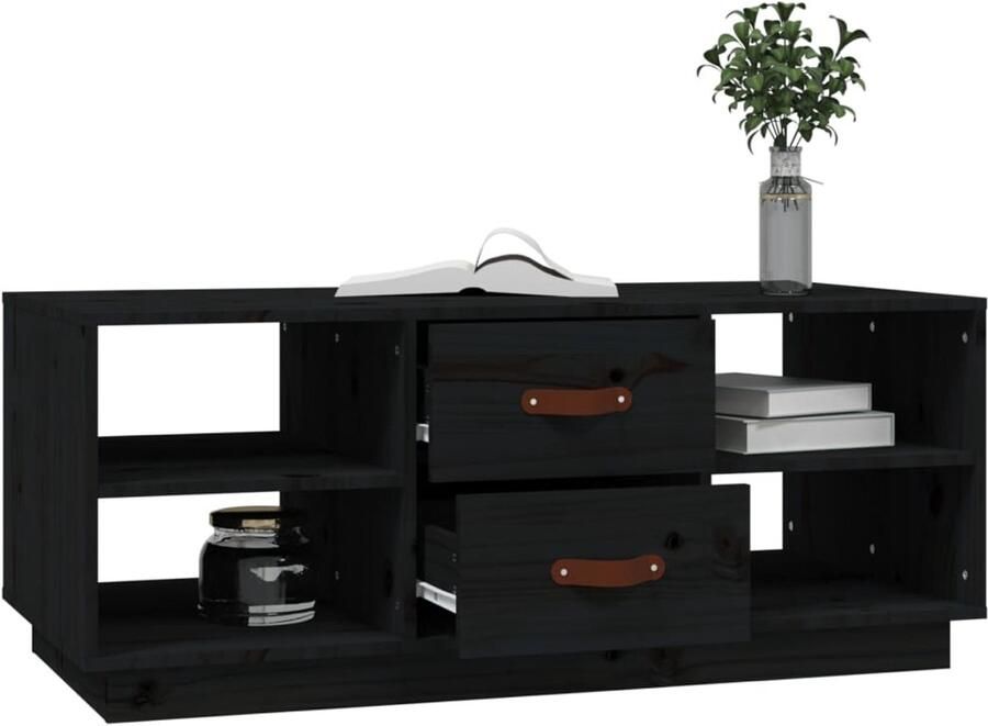 FIONERA Salontafel 100x50x41 cm massief grenenhout zwart
