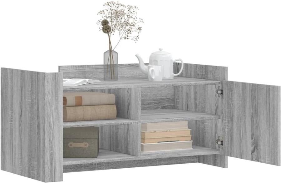 FIONERA Salontafel 100x50x50 cm bewerkt hout grijs sonoma eikenkleur