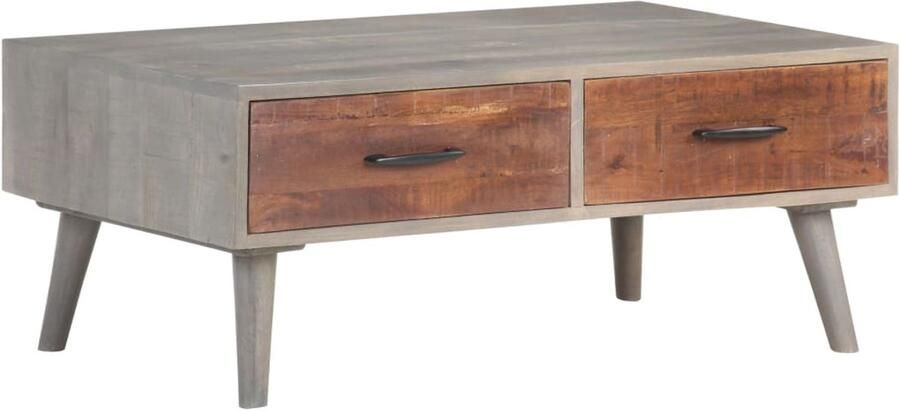 FIONERA Salontafel 100x60x40 cm massief ruw mangohout grijs