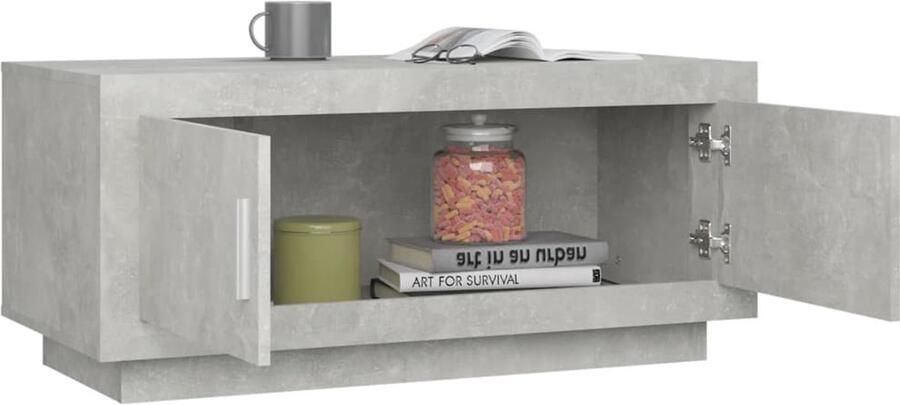 FIONERA Salontafel 102x50x45 cm bewerkt hout betongrijs