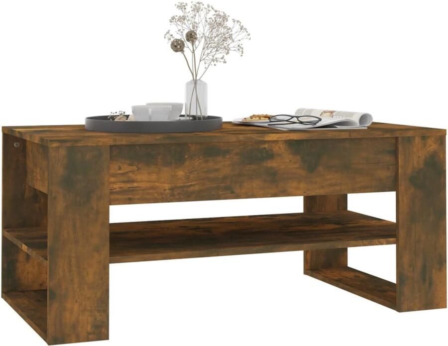 FIONERA Salontafel 102x55x45 cm bewerkt hout gerookt eikenkleurig