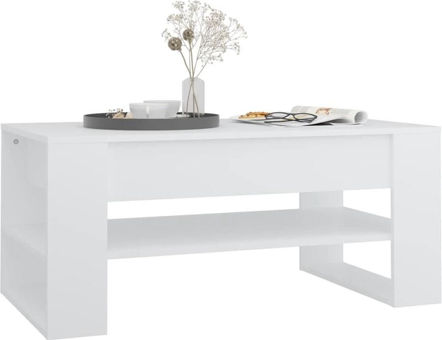 FIONERA Salontafel 102x55x45 cm bewerkt hout wit