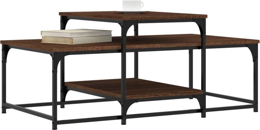 FIONERA Salontafel 102x60x45 cm bewerkt hout bruin eikenkleur