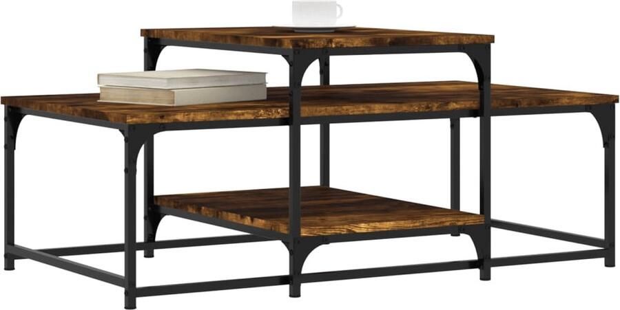 FIONERA Salontafel 102x60x45 cm bewerkt hout gerookt eikenkleurig