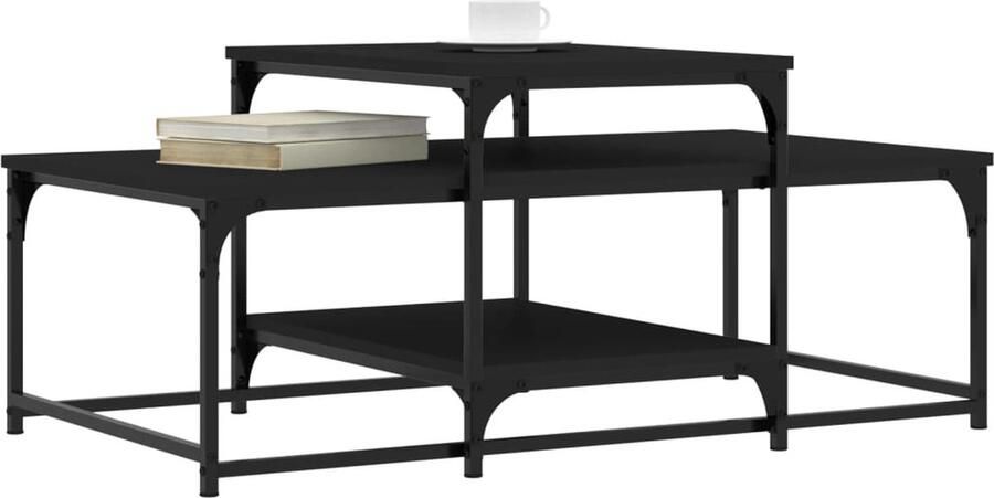 FIONERA Salontafel 102x60x45 cm bewerkt hout zwart