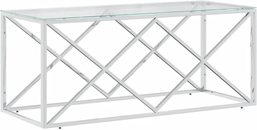 FIONERA Salontafel 110x45x45 cm roestvrij staal en glas