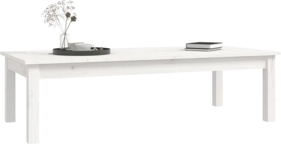 FIONERA Salontafel 110x50x30 cm massief grenenhout wit