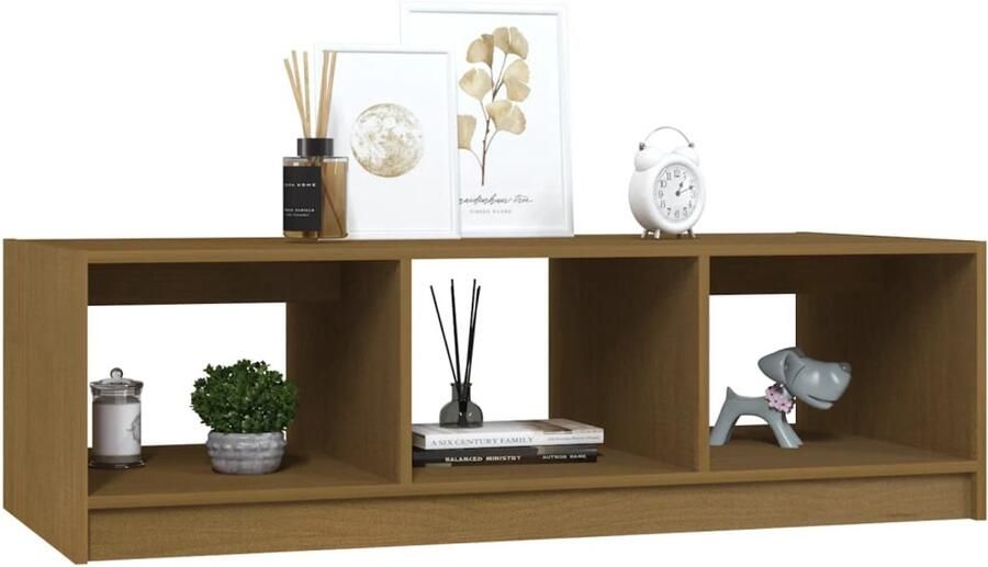 FIONERA Salontafel 110x50x34 cm massief grenenhout honingbruin