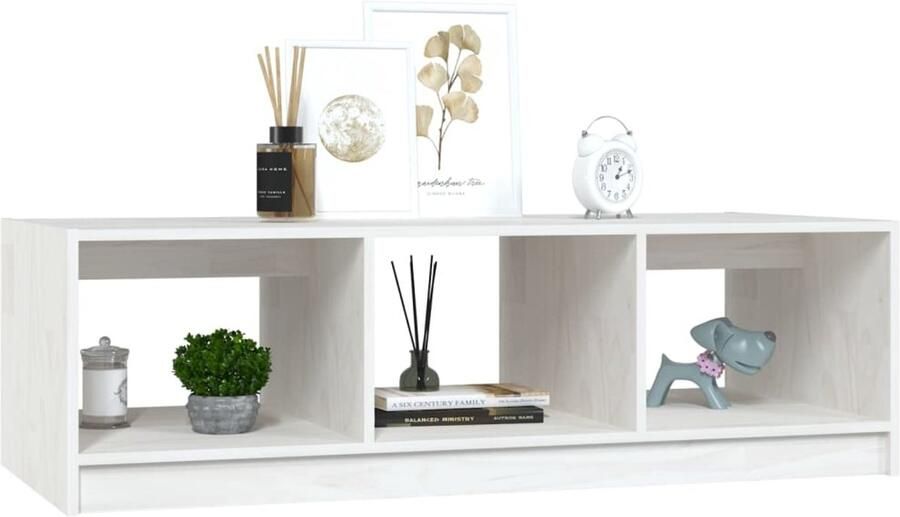 FIONERA Salontafel 110x50x34 cm massief grenenhout wit