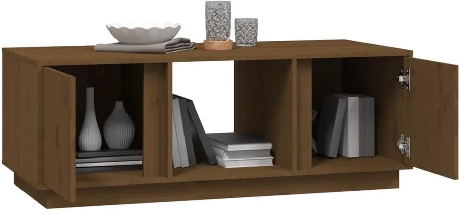 FIONERA Salontafel 110x50x40 cm massief grenenhout honingbruin