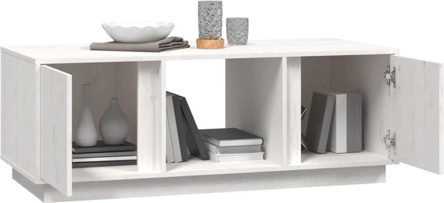 FIONERA Salontafel 110x50x40 cm massief grenenhout wit