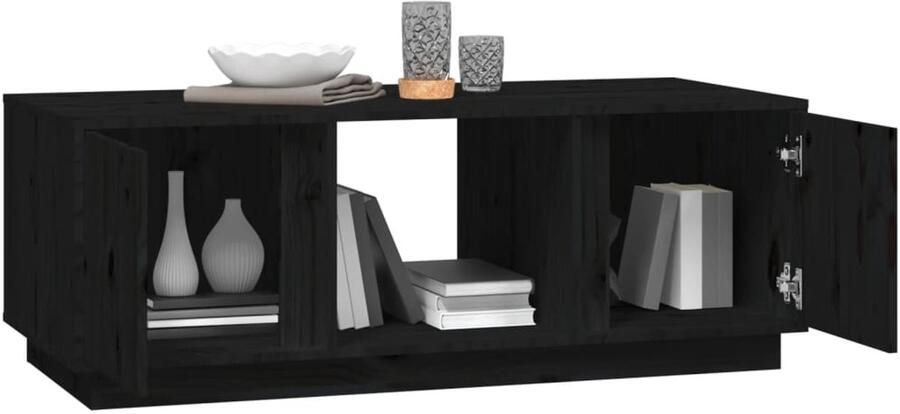 FIONERA Salontafel 110x50x40 cm massief grenenhout zwart